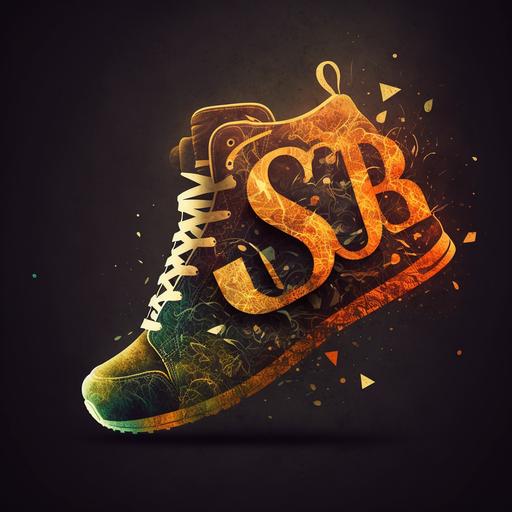 sneaker designs as subtle background with letters SB as logo