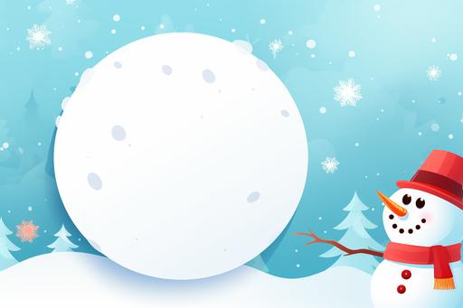 snowman with white place for note in shape of blank paper plate with snowflakes, in the style of simple, colorful illustrations, atey ghailan, animated gifs, ferrania p30, vibrant stage backdrops, flat shading, cute cartoonish designs --ar 3:2