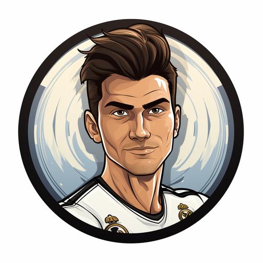 soccer icon with handsome man ,real Madrid theme，cartoon