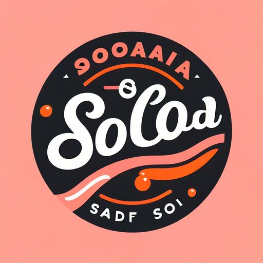soda brand logo, clean, tight lines, simple, orange, black and pink