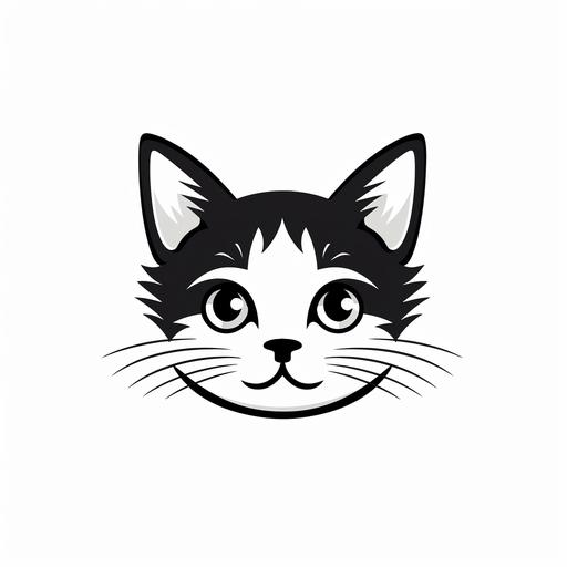 a simple clean cat funny face one color illustration vector, white background