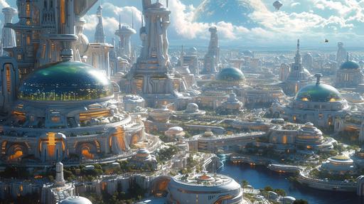 solarpunk city, heliocentric society with sustainable living, rooftop gardens, walkable city, modern clean enerygy future scene --ar 16:9 --v 6.0 --s 500