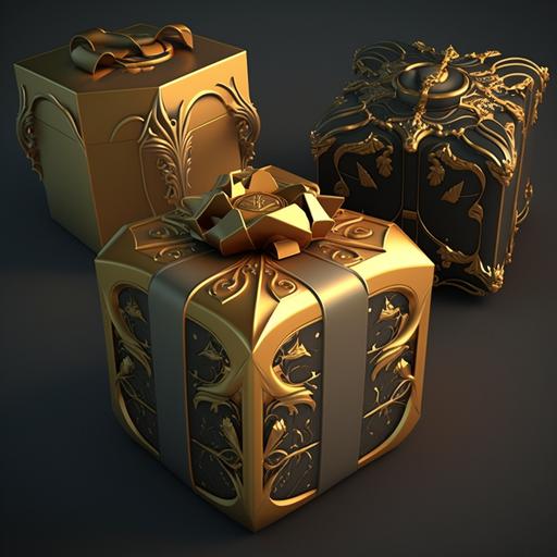 some gold cions,one gift box