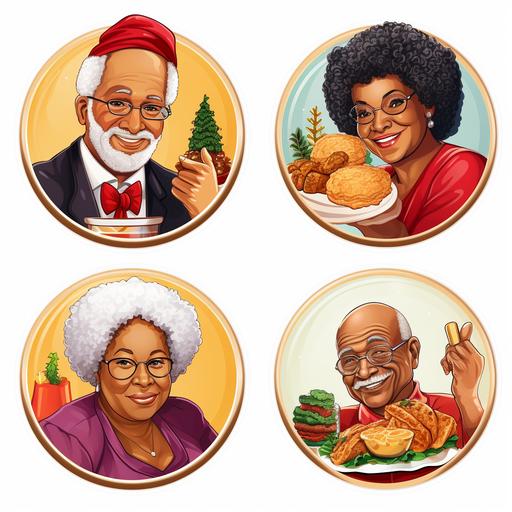 soul food christmas sticker four pack , vector image , white background