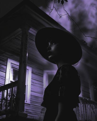 southern gothic retrofuturistic film noir, purple overlay --ar 4:5 --v 6.0