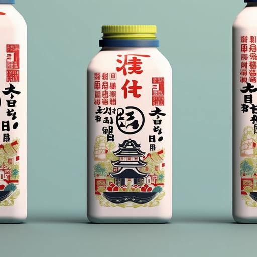 , , soy milk packaging, plastic bottle with sticker, emphasize chinese character