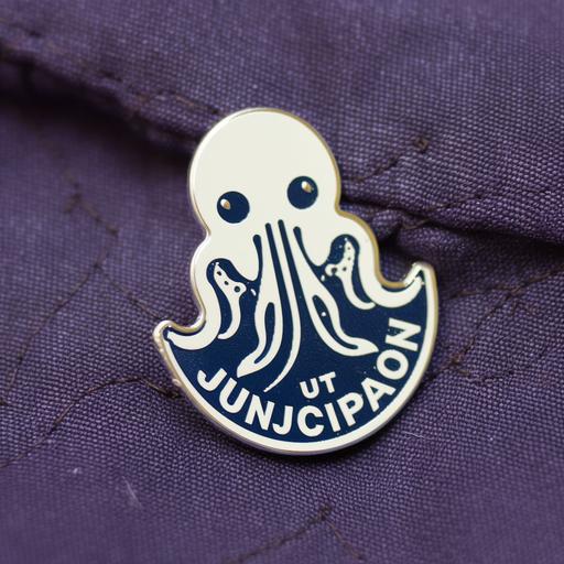 space janitor union meeting, space squid lapel with union logo --v 5