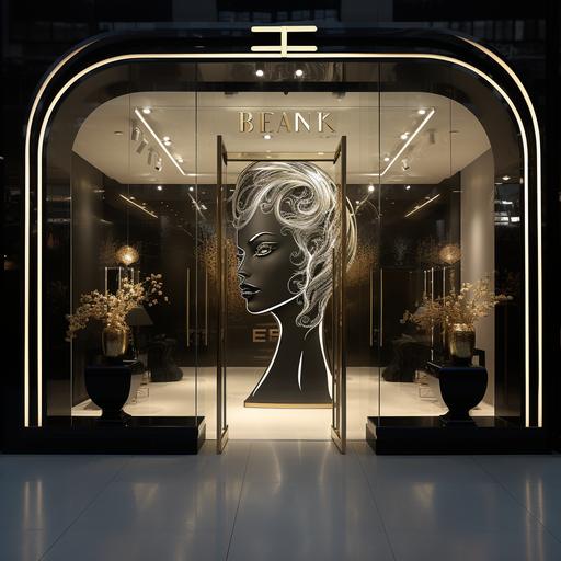 Make-up and hairdressing boutique, glass entrance, 