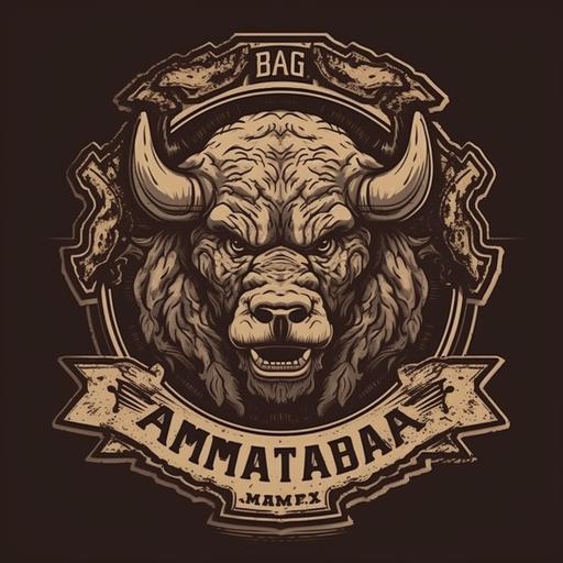a mma buffalo emblem logo, solid background --v 5.0 --s 750