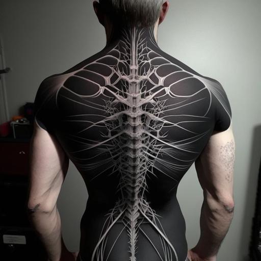 spine dorsal tattoo draw lines black