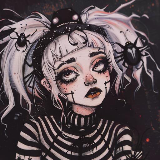 spooky cute goth beetle juice girl