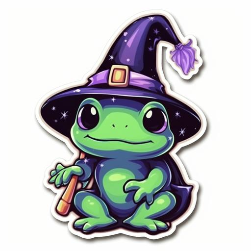 spooky frog sticker cute kawaii witches hat potion pastel goth