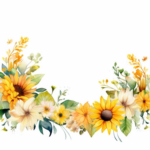spring summer themed clipart images sunflower border watercolours and pastel colours on a white background