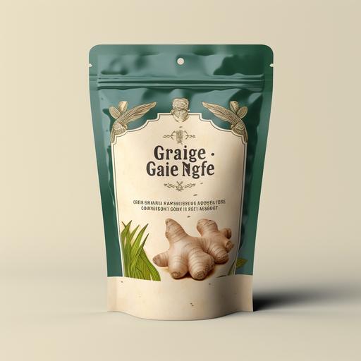 standup pouch for Ginger Paste, have indian farmer and garlic paste image premium graphic design