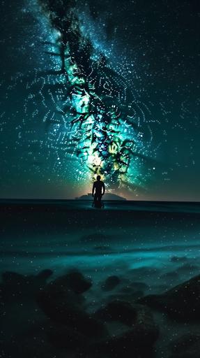 stargazing under the sea. smartphone background wallpaper --ar 9:16 --s 1000 --q 2 --v 5