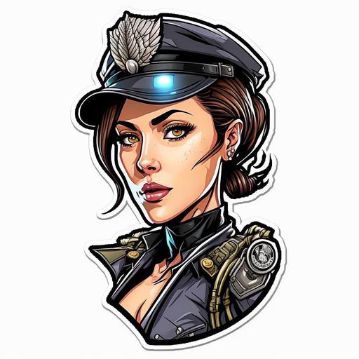 sticker, Police woman from GTA V, comic illustration, vector, centered, white background --no out of frame, text--ar 2:3 --v 4 --v 4