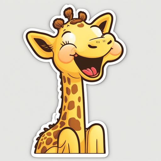sticker, kawaii cute giraffe, laughing, eyes closed, vector, highly detailed, no text, white background