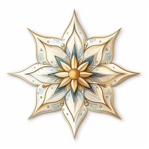sticker of scalloped white and gold christmas star drawing