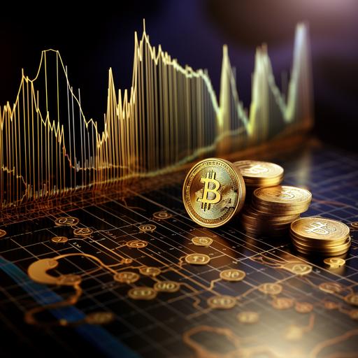 stock market bar chart, fibonacci lines and secret math, in front of the charts bag of money golden coins and money, fibonacci spiral
