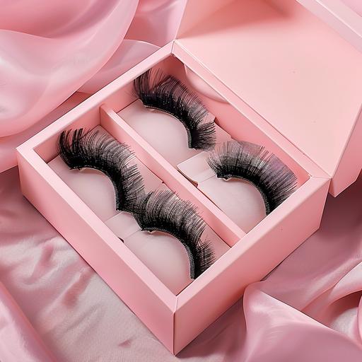 stock photos 4 pairs of 25mm mink eyelashes in a pink lash box