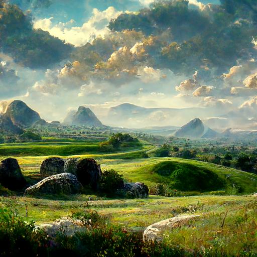 stone greek pedastal on the bottom right of screen, nature and rolling hills behind, art, 4k, realistic