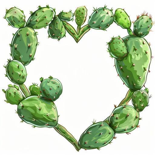 a simple heart shaped cactus frame. cartoon --s 250 --v 6.0