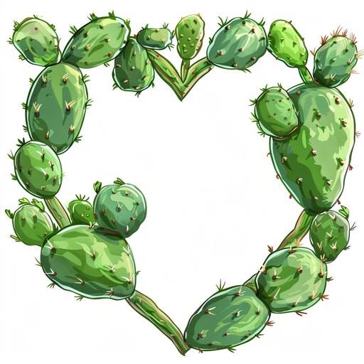 a simple heart shaped cactus frame. cartoon --s 250