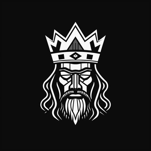 straight lines king face logo, poker style, black and white, detailed, 4k, minimal