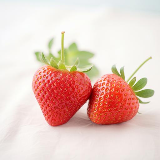 strawberries on white table, macro photo