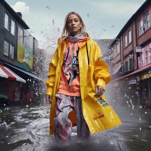 street-wear inspired campaign inspired by different weather patterns with storm elements and play on the repetition of an echo wearing crocs