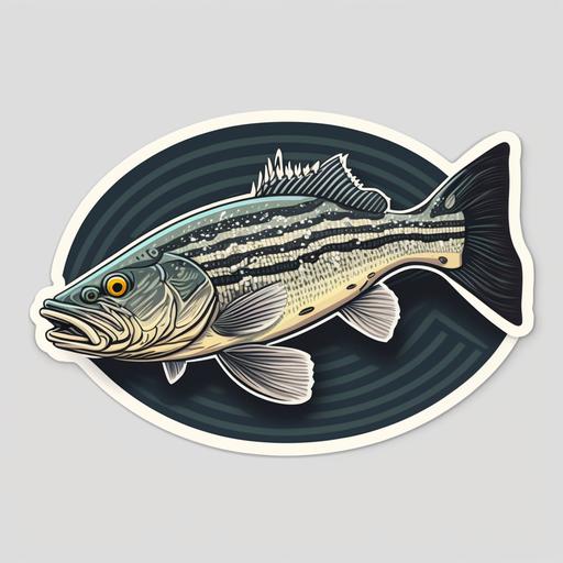 striped bass cartoon style stickers