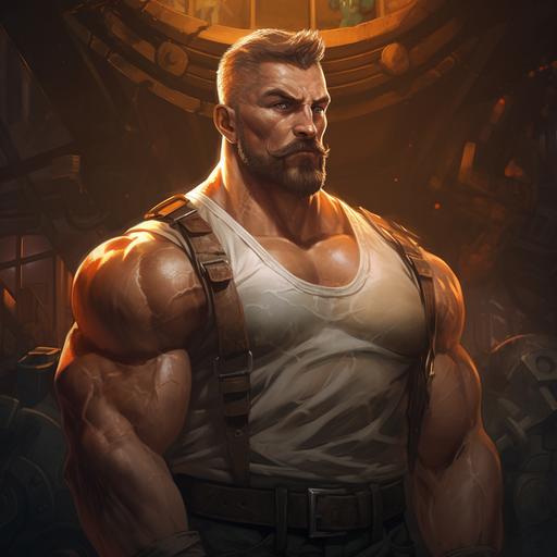 strong muscular man with a smooth chest