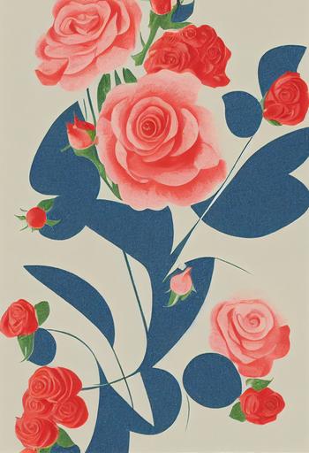 style by henri matisse, style by picasso, simple rose flower bouquet, on light beige background, made of roses, roses have colors blue pink, wallpaper, geometric abstract art, mandelbrot, bauhaus, store-brand --ar 2:3 --test --creative
