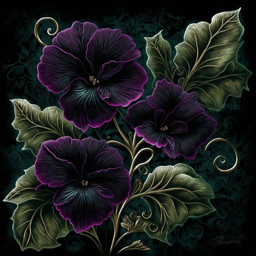 stylized Petunia Black Velvet texture