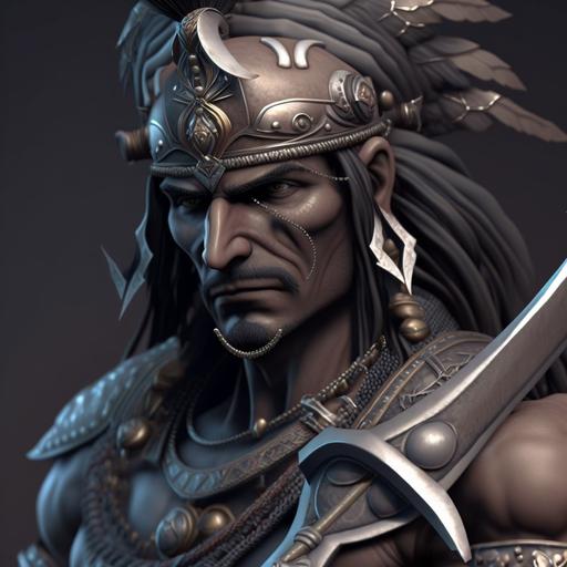 stylized maharlikan warrior with kris sword,4k,realistic hight detail, v 4