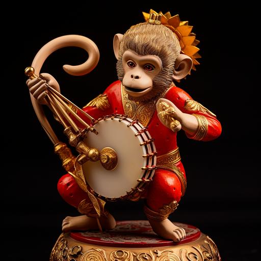 sun wukong wind up monkey with cymbals clanging them together making cymbalic sounds --s 50