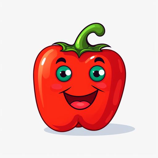 super cute cartoon Red Pepper clipart, blue eyes, hd, on white background