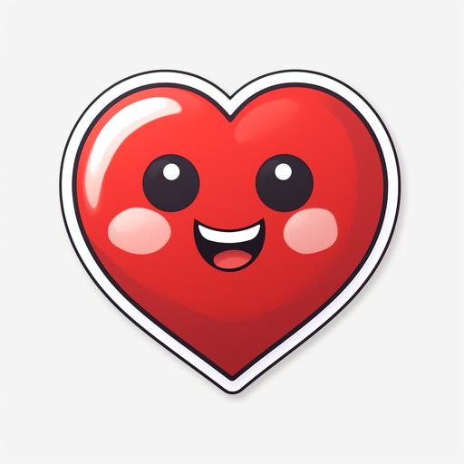 super cute swollen heart cartoon with a smiling face sticker