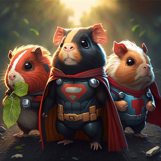 super hero guinea pigs, marvel comics, disney style, cinematic