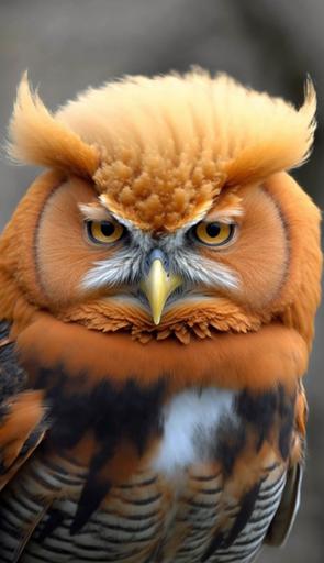 superb owl is secretly running for president as a 60 year old male with weird orange hairdo, he kinda look like donald trump --ar 9:16 --q 2