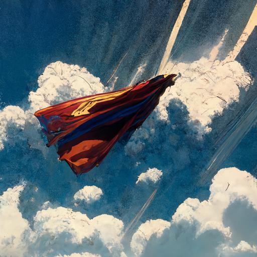 superman flying in clouds, forced perspective, rocket trajectory, high speed flight, upward flight, through the clouds, henry cavill, superman, dc comics, super-sonic flight, clouds, blue sky, man flying in clouds, jim lee, alex ross, george perez