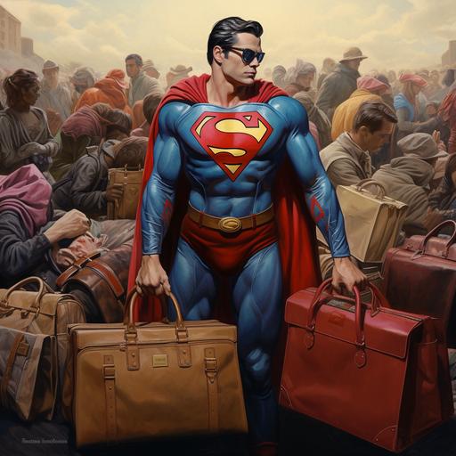 superman selling hundreds of gucci handbags at a flea market