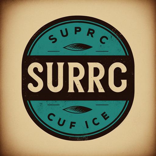 surf co. very basic logo, 3 colors, vector look , billabong font, surf beach style