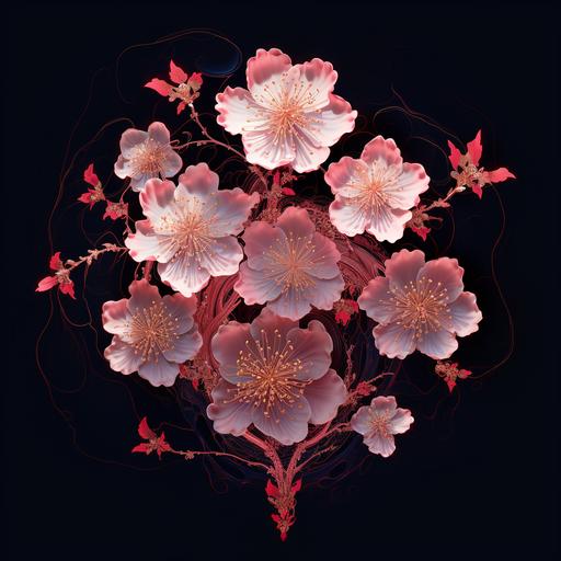 surreal art deco Sakura flower