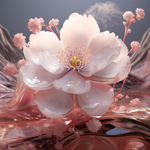 surreal art deco Sakura flower