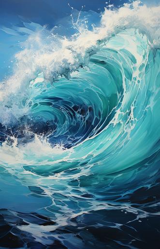 surreal minimalism. Ocean wave. Oil painting. Impasto. --s 750 --c 25 --ar 11:17 --style raw