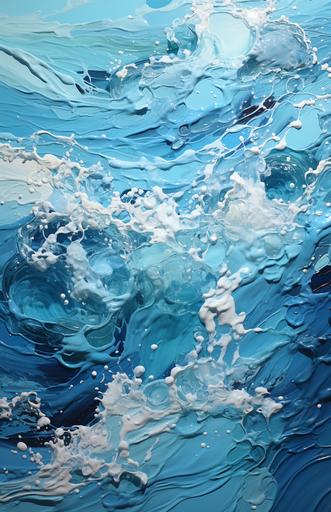 surreal minimalism. Ocean wave. Oil painting. Impasto. Colorful --s 750 --c 25 --ar 11:17 --style raw