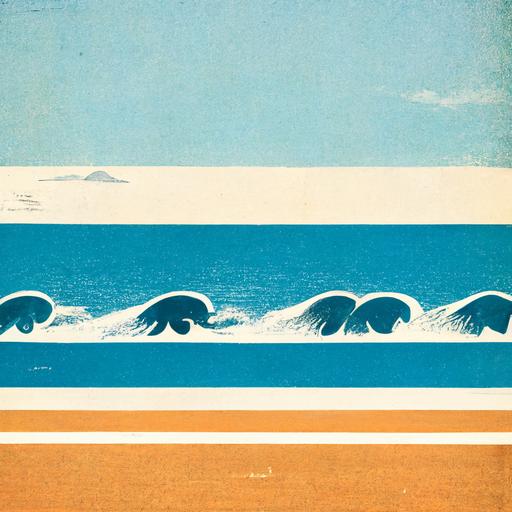 surreal, minimalist, vintage, surfing poster, hawaii