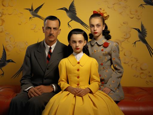 surreal retro american family, 1950, ecliptic gold by Bill Blass, Azzedine Alaia, Simone Rocha --ar 53:40 --v 5.2 --w 10