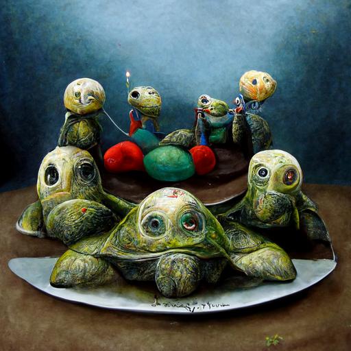 surrealism turtle family birthday party